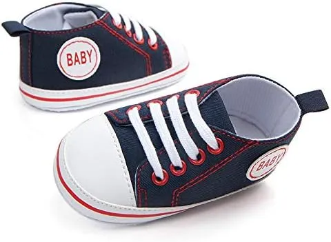 Baby Girls Boys Canvas Sneakers Soft Sole High-Top Ankle Infant First Walkers Crib Shoes