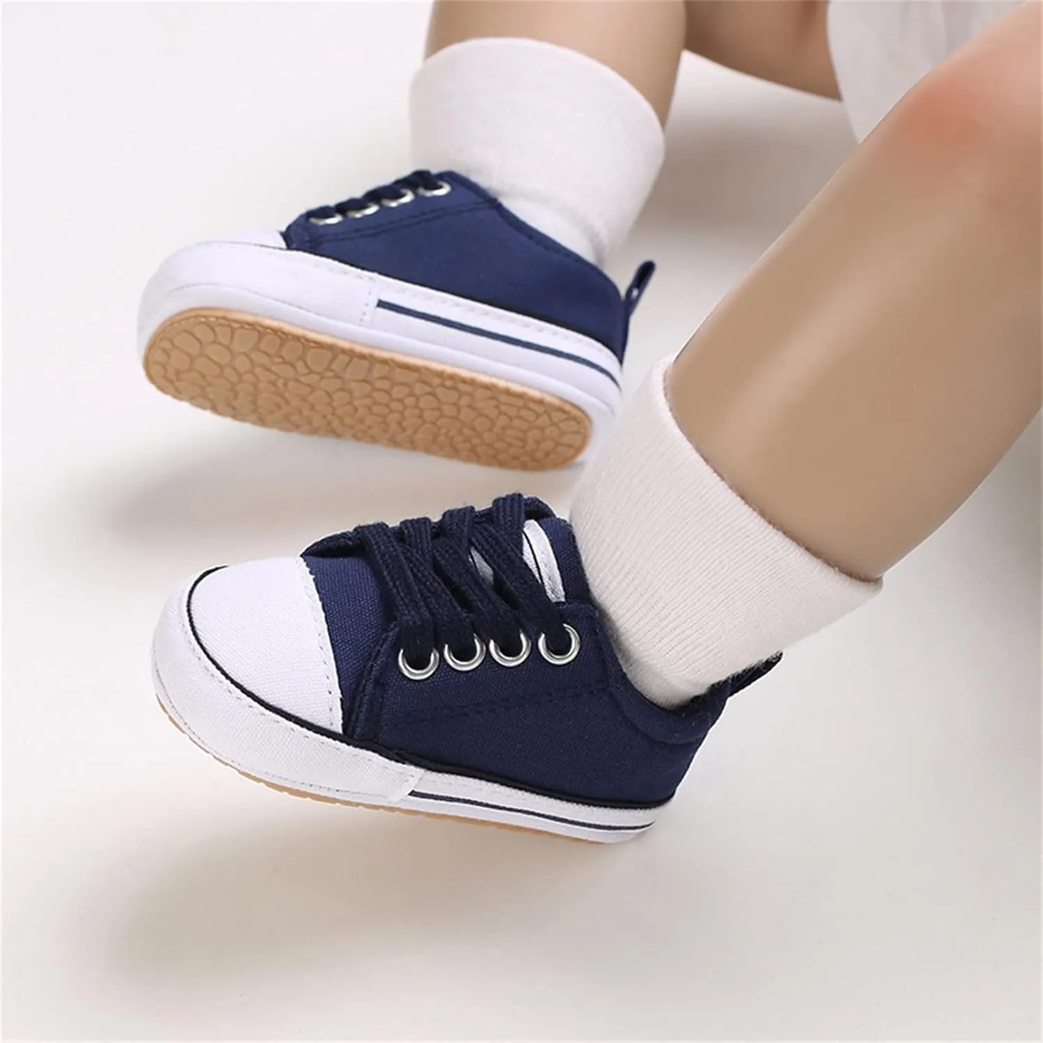 Baby Girls Boys Casual Shoes Soft Non-Slip Sole Newborn First Walkers Shoes Unisex Infant Lace Up (Blue, 5 Infant)