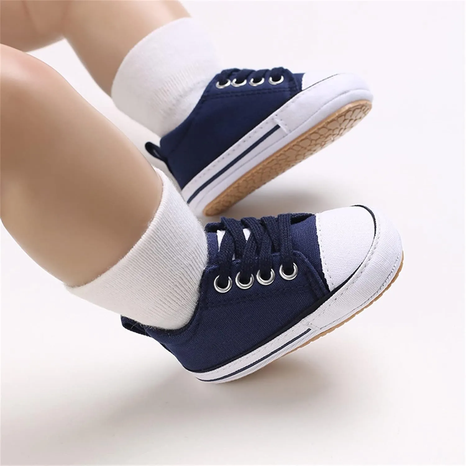 Baby Girls Boys Casual Shoes Soft Non-Slip Sole Newborn First Walkers Shoes Unisex Infant Lace Up (Blue, 5 Infant)