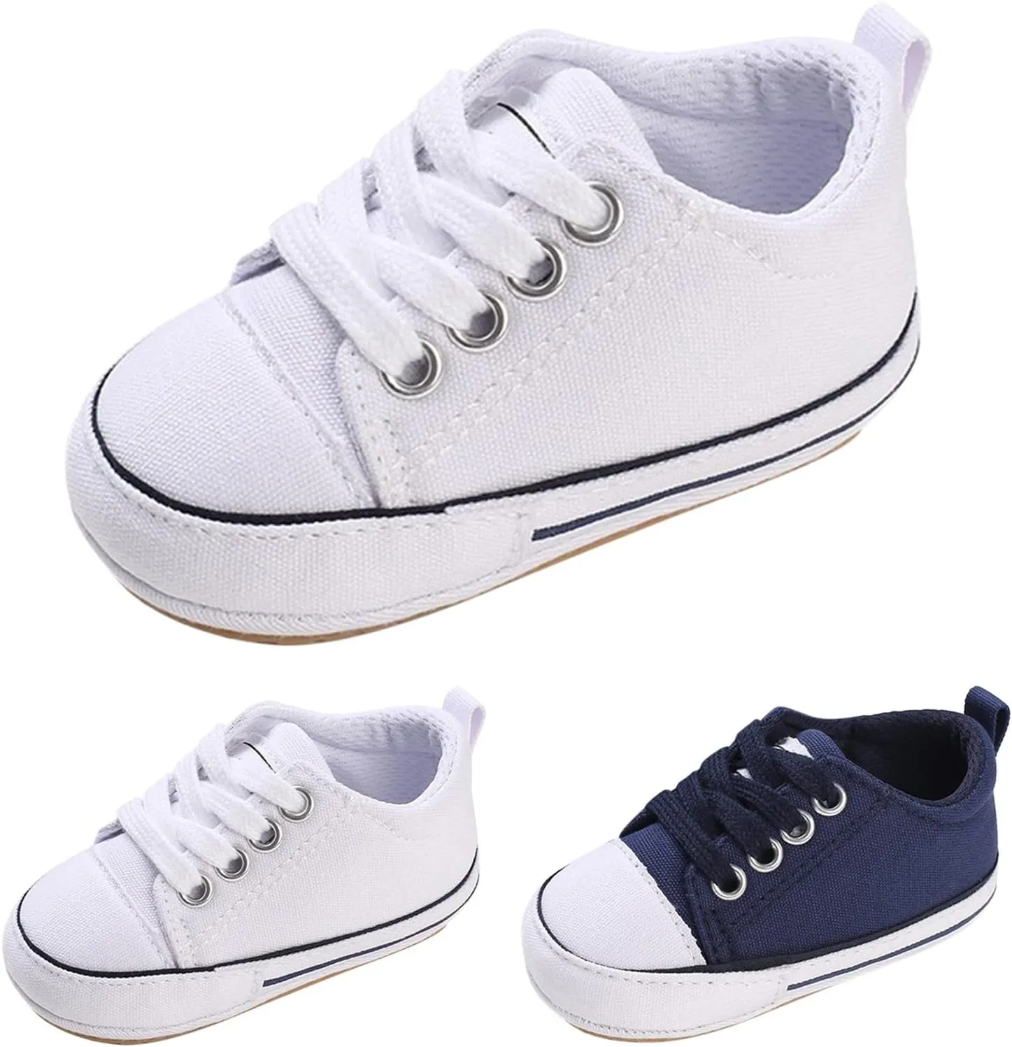 Baby Girls Boys Casual Shoes Soft Non-Slip Sole Newborn First Walkers Shoes Unisex Infant Lace Up (Blue, 5 Infant)