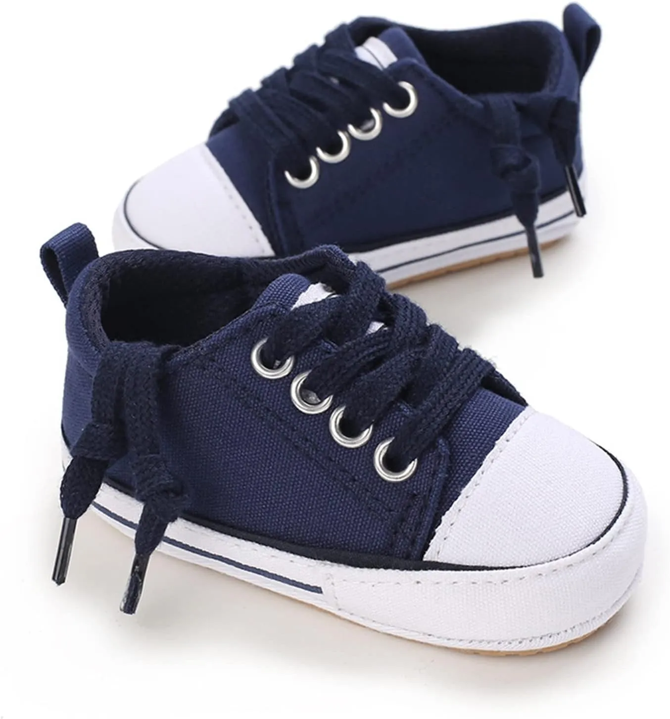 Baby Girls Boys Casual Shoes Soft Non-Slip Sole Newborn First Walkers Shoes Unisex Infant Lace Up (Blue, 5 Infant)