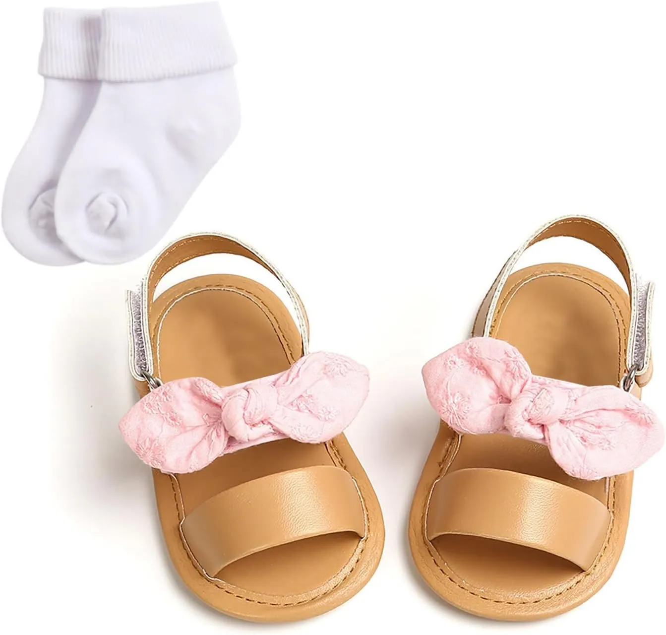 Baby Girls Boys PU Leather Sandals Bowknot Shoe Rubber Sole Open Toe Infant Toddler First Walker Princess Dress Shoes