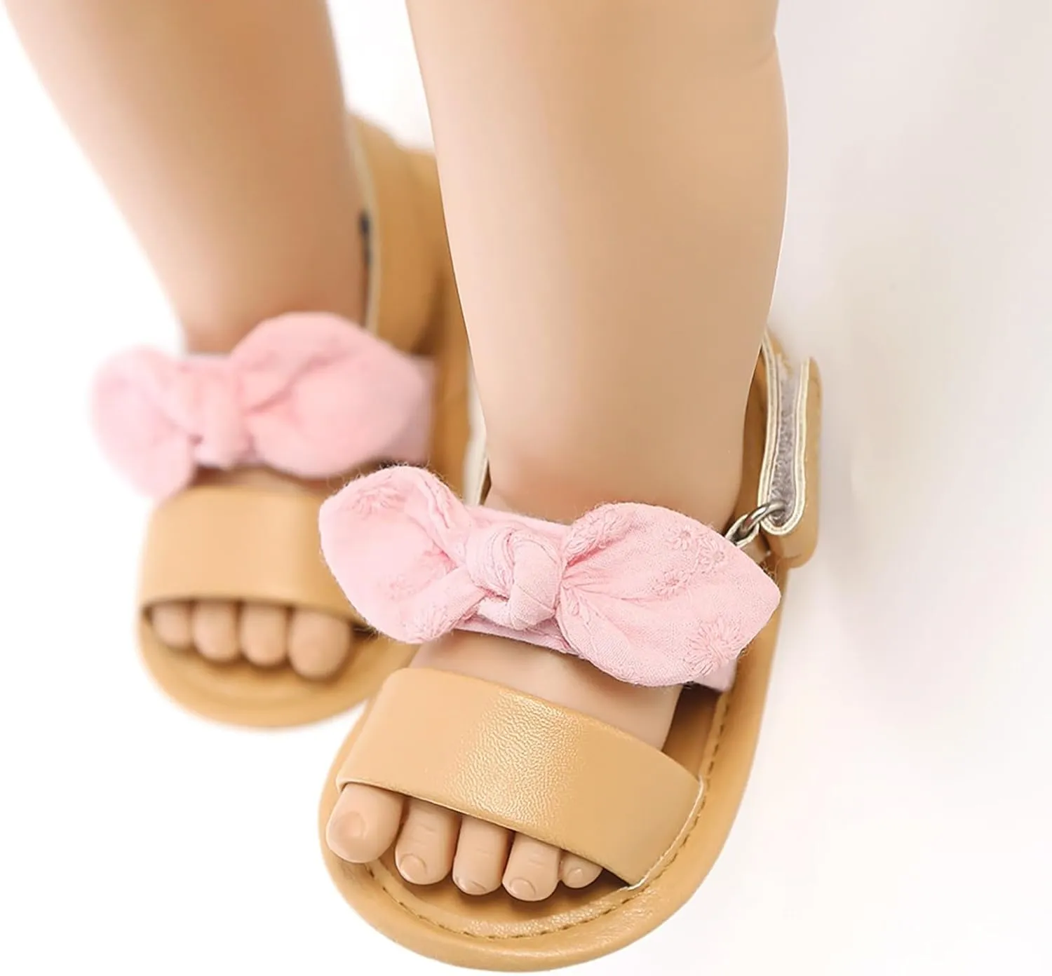 Baby Girls Boys PU Leather Sandals Bowknot Shoe Rubber Sole Open Toe Infant Toddler First Walker Princess Dress Shoes