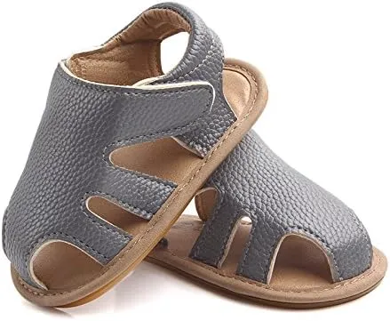Baby Girls Boys Sandals Infant Leather Premium Rubber Sole Closed-Toe Non-Slip Shoes Toddler Girl Soft First Walkers Shoes