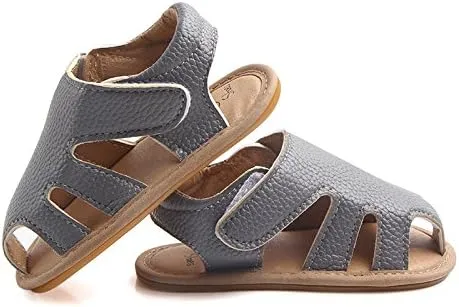 Baby Girls Boys Sandals Infant Leather Premium Rubber Sole Closed-Toe Non-Slip Shoes Toddler Girl Soft First Walkers Shoes