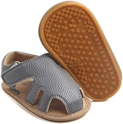 Baby Girls Boys Sandals Infant Leather Premium Rubber Sole Closed-Toe Non-Slip Shoes Toddler Girl Soft First Walkers Shoes