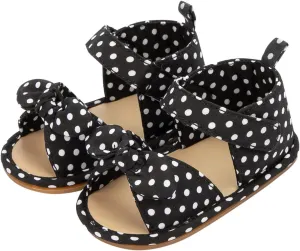 Baby Girls Boys Sandals Infant Toddler Polka Dots Shoes Non-Slip Soft Sole Prewalker Cute Summer (Black, 12 Infant)