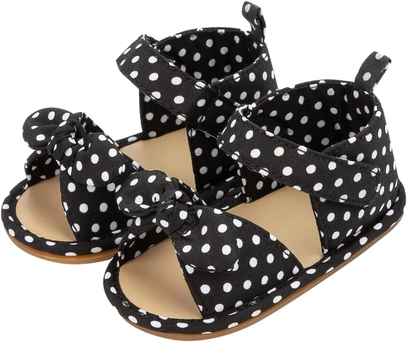 Baby Girls Boys Sandals Infant Toddler Polka Dots Shoes Non-Slip Soft Sole Prewalker Cute Summer (Black, 12 Infant)