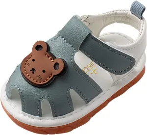 Baby Girls Boys Sandals Infant Toddler Shoes First Walking Shoes Soft Anti-Slip Sole Flat Shoes (Blue, 4.5 Infant)