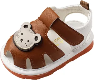 Baby Girls Boys Sandals Infant Toddler Shoes First Walking Shoes Soft Anti-Slip Sole Flat Shoes (Brown, 5.5 Infant)