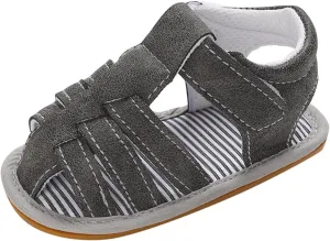 Baby Girls Boys Sandals Infant Toddler Shoes Newborn First Walkers Crib Shoes Soft Sole Flat (Dark Gray, 6 Toddler)