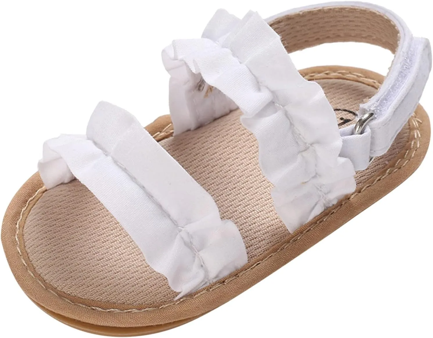 Baby Girls Boys Sandals Infant Toddler Shoes Ruffles First Walkers Soft Sole Sneakers Summer Beach (White, 5 Infant)