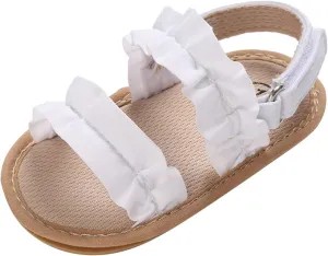 Baby Girls Boys Sandals Infant Toddler Shoes Ruffles First Walkers Soft Sole Sneakers Summer Beach (White, 5 Infant)