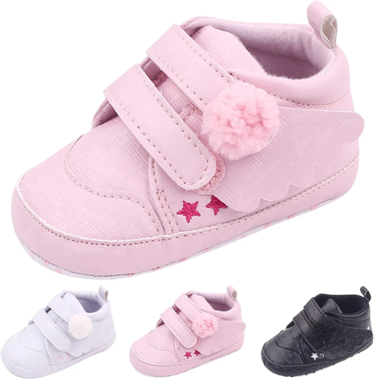 Baby Girls Boys Wing First Walking Ankle Boots, Soft Sole Infant Sneakers Fashion High-Top Non-Slip Floor Shoes
