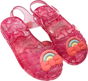 Baby Girls Cute Fruit Jelly Colors Hollow Out Non-Slip Soft Sole Sandals Toddler Kids Comfy Shoe Slip On Falts Daily I-517 Pink 10