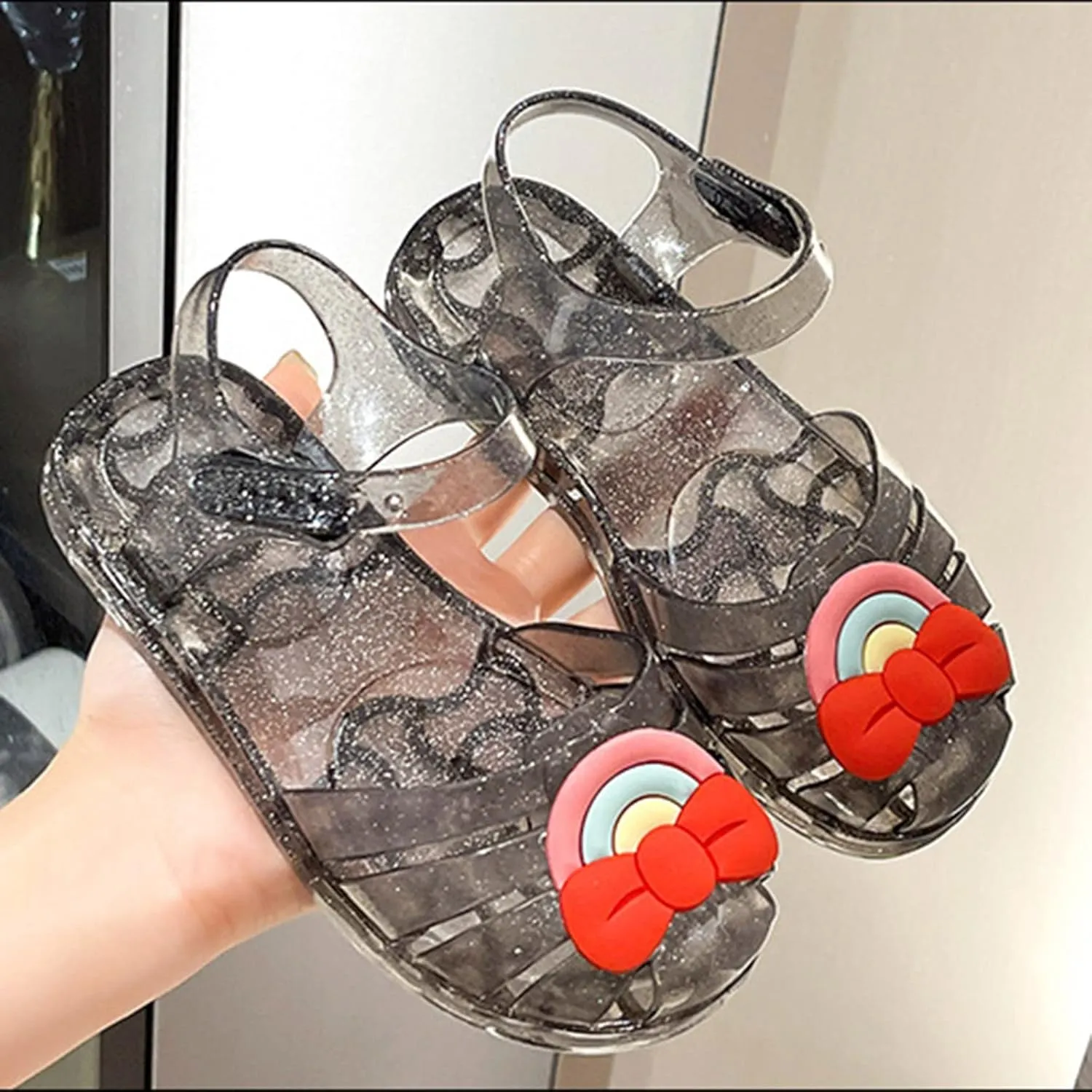 Baby Girls Cute Fruit Jelly Colors Hollow Out Non-Slip Soft Sole Sandals Toddler Kids Comfy Shoe Slip On Falts Daily