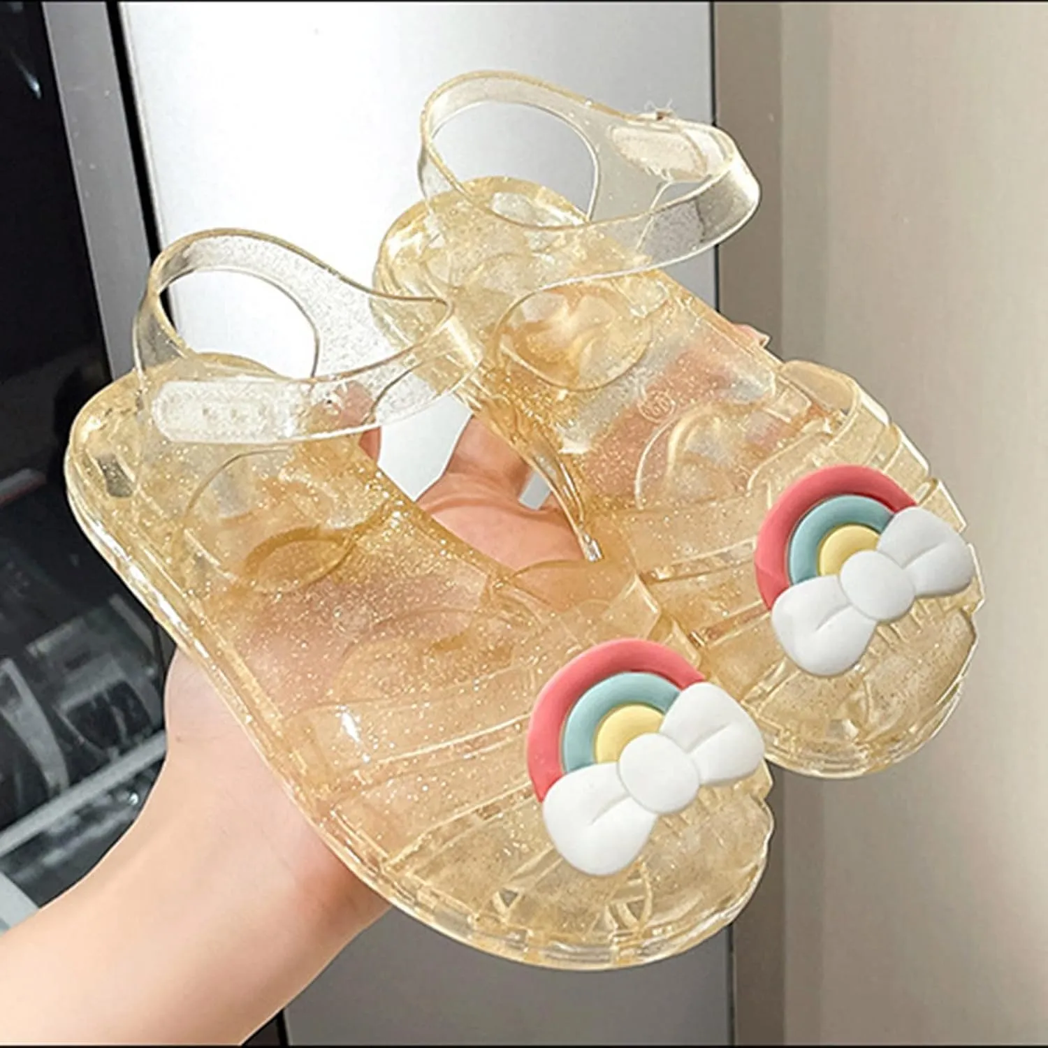 Baby Girls Cute Fruit Jelly Colors Hollow Out Non-Slip Soft Sole Sandals Toddler Kids Comfy Shoe Slip On Falts Daily