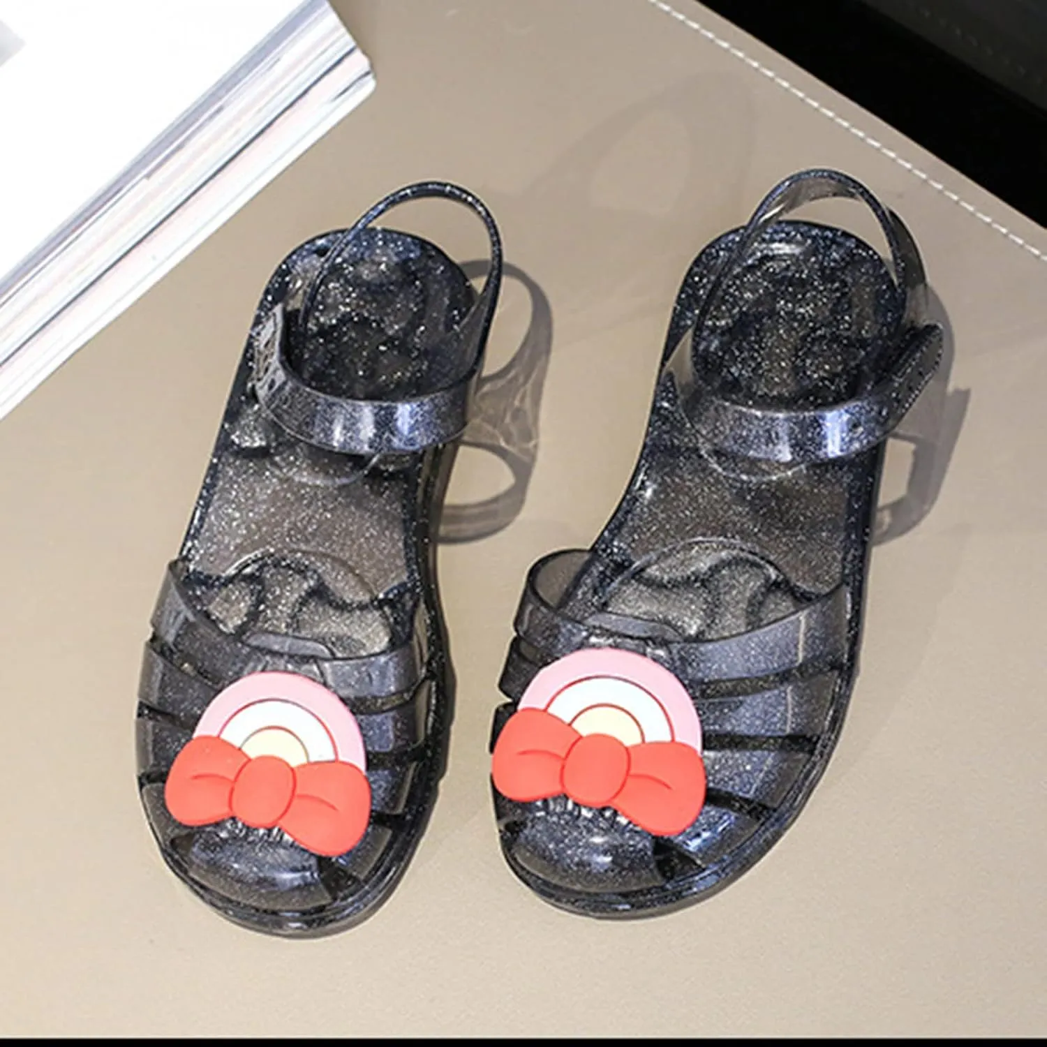 Baby Girls Cute Fruit Jelly Colors Hollow Out Non-Slip Soft Sole Sandals Toddler Kids Comfy Shoe Slip On Falts Daily