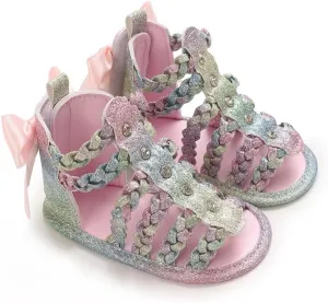Baby Girls High Top Sandals Infant Premium Soft Sole Closed-Toe Non-Slip Shoes Toddler Soft First Walkers Shoes