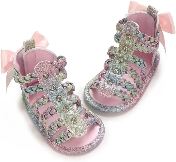 Baby Girls High Top Sandals Infant Premium Soft Sole Closed-Toe Non-Slip Shoes Toddler Soft First Walkers Shoes