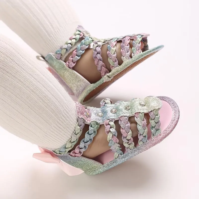 Baby Girls High Top Sandals Infant Premium Soft Sole Closed-Toe Non-Slip Shoes Toddler Soft First Walkers Shoes