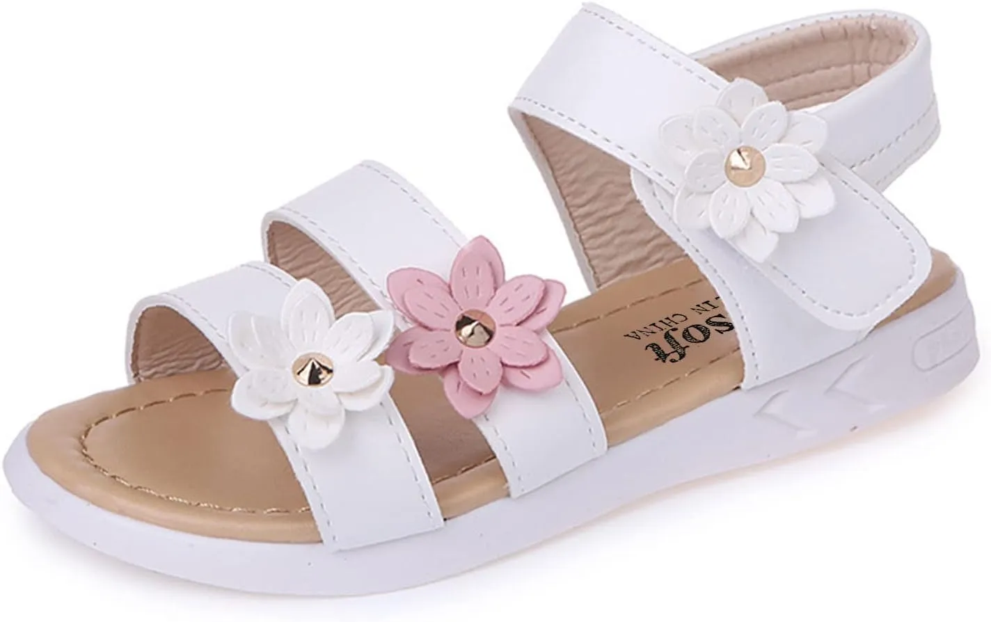 Baby Girls Sandals Open Toe Flat Toddler Kids Flower Rubber Sole Non-Slip Sandals Summer Beach Pool Sports Sandals