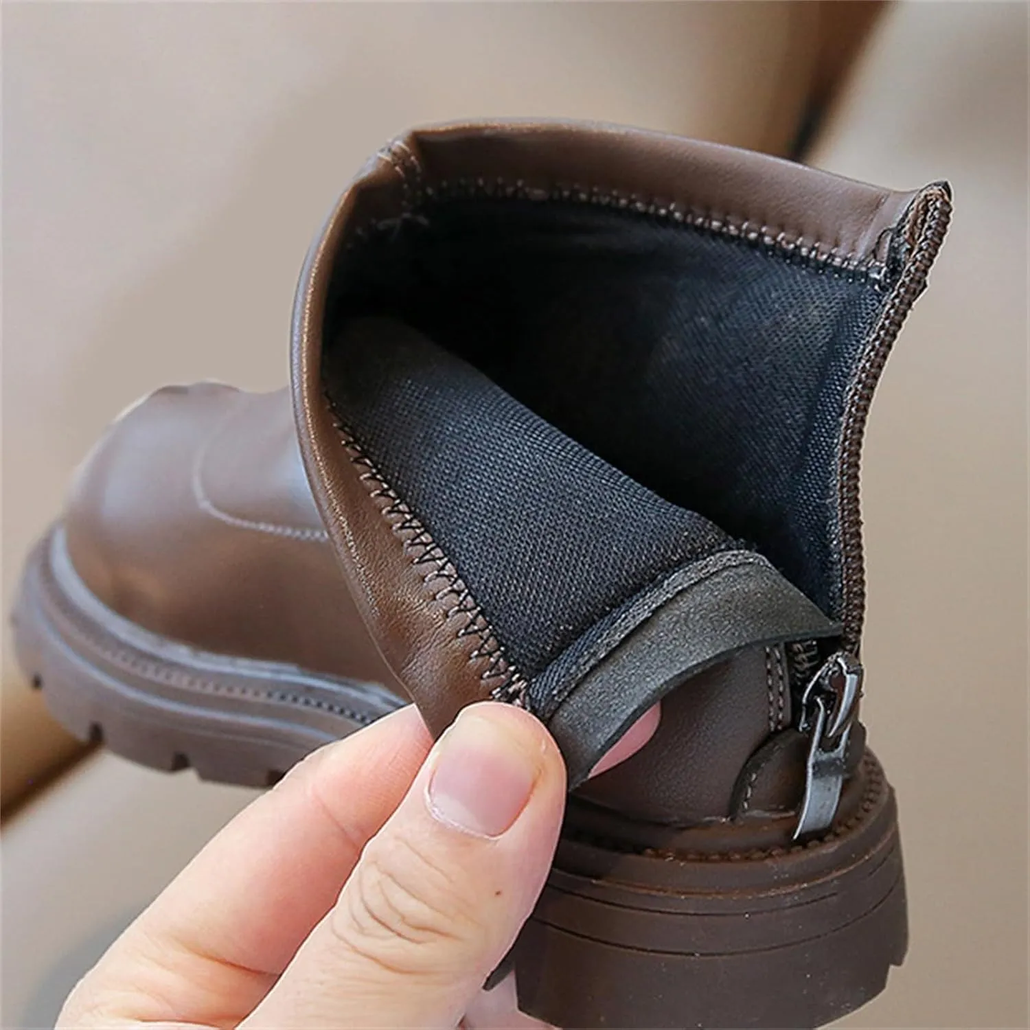 Baby Girls Side Zipper Ankle Boots Thick Sole Non Slip Plush Warm Boots Fuzzy Boots Water Proof Boots Toddler Shoes