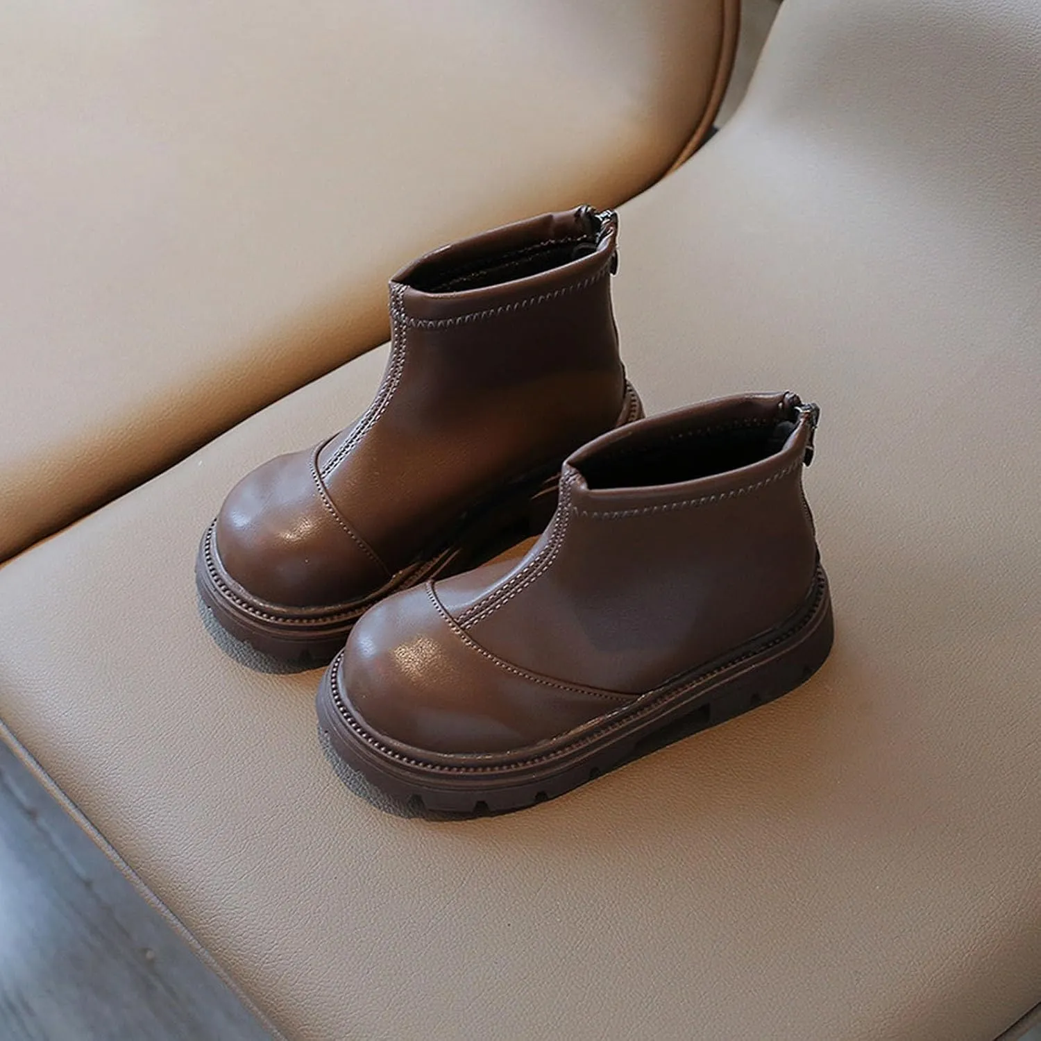 Baby Girls Side Zipper Ankle Boots Thick Sole Non Slip Plush Warm Boots Fuzzy Boots Water Proof Boots Toddler Shoes
