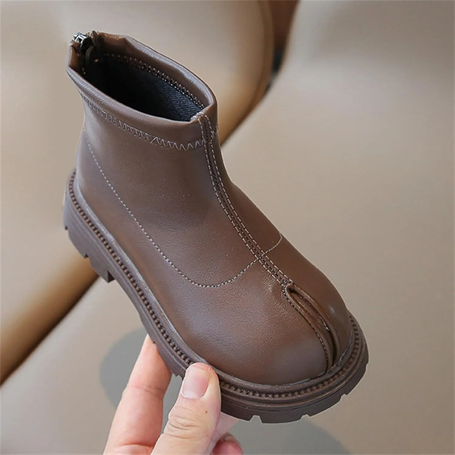 Baby Girls Side Zipper Ankle Boots Thick Sole Non Slip Plush Warm Boots Fuzzy Boots Water Proof Boots Toddler Shoes