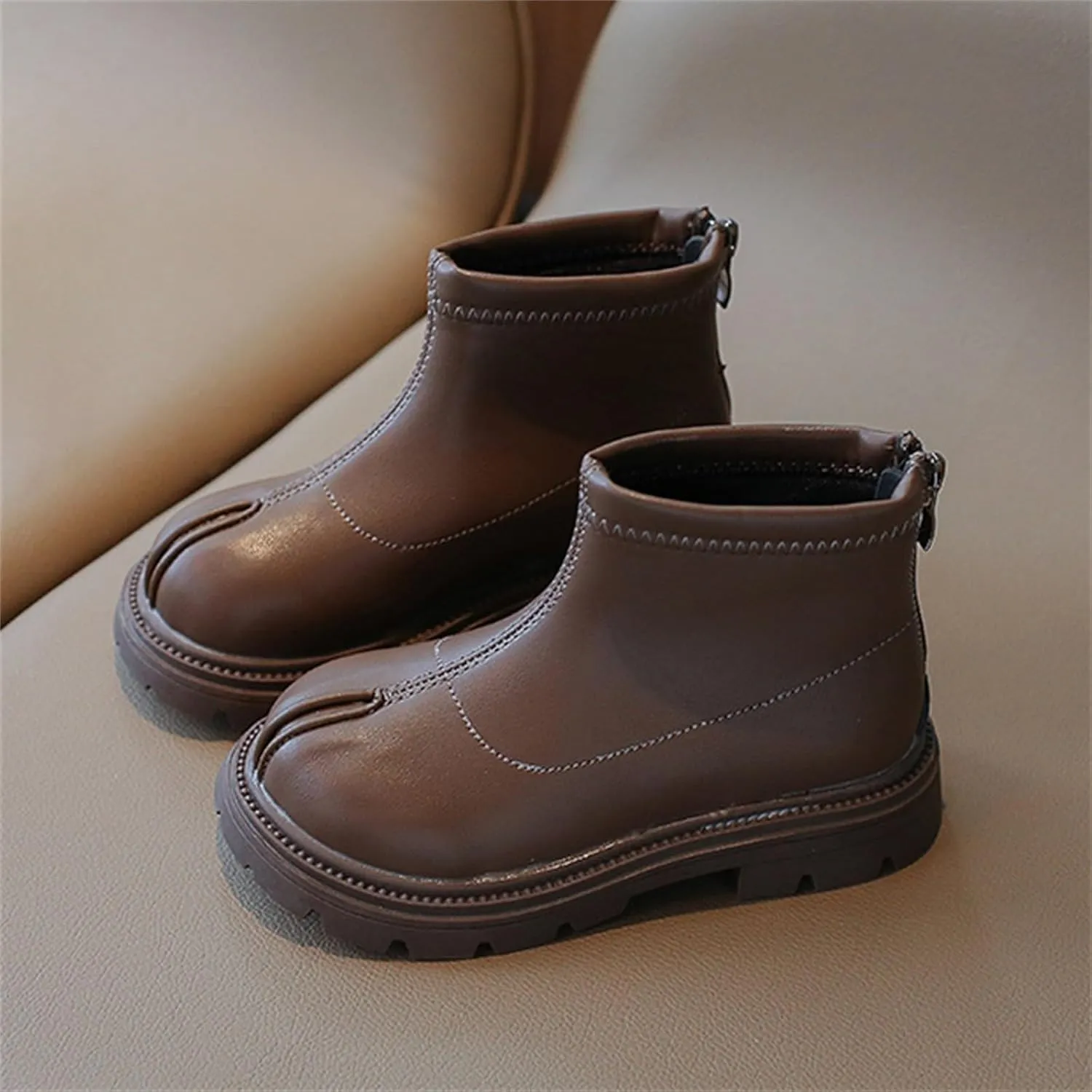 Baby Girls Side Zipper Ankle Boots Thick Sole Non Slip Plush Warm Boots Fuzzy Boots Water Proof Boots Toddler Shoes