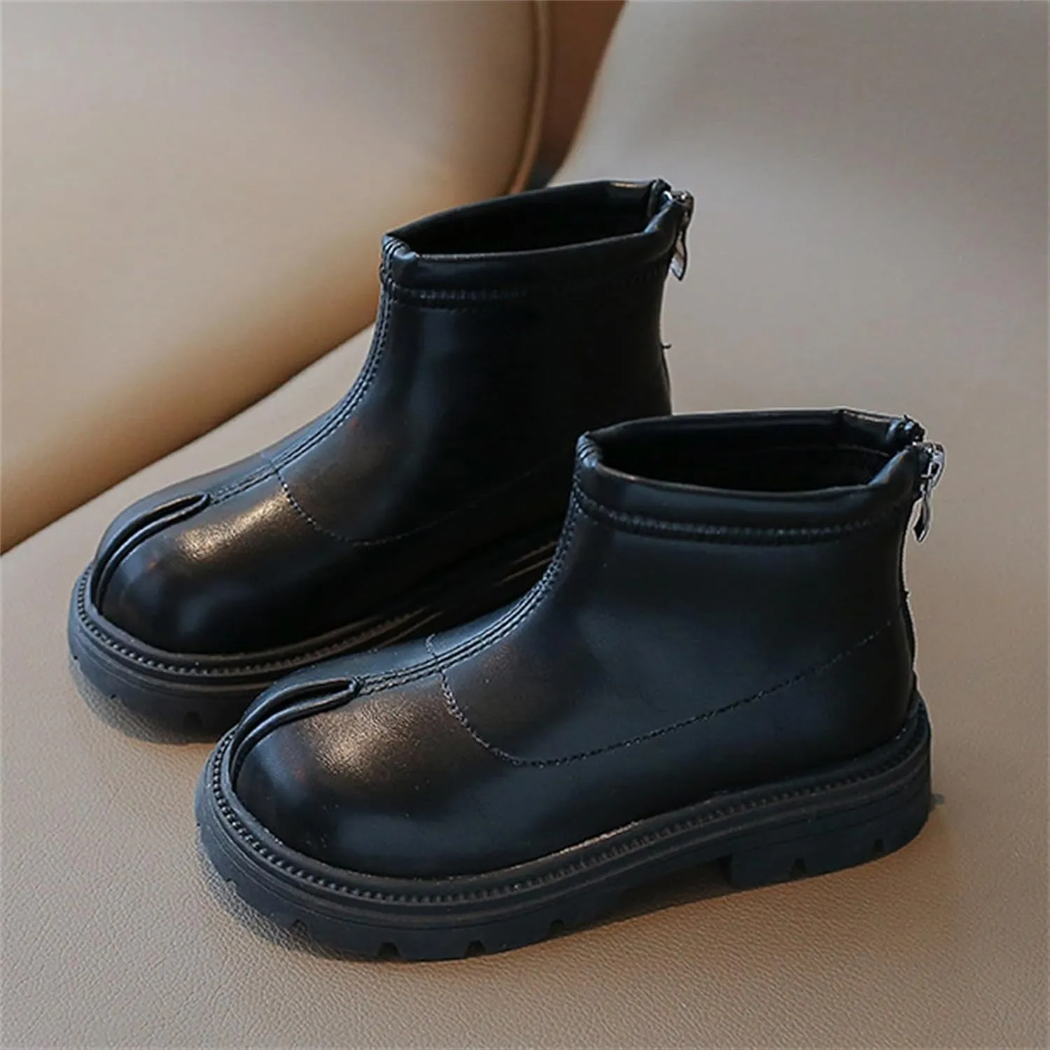 Baby Girls Side Zipper Ankle Boots Thick Sole Non Slip Plush Warm Boots Fuzzy Boots Water Proof Boots Toddler Shoes