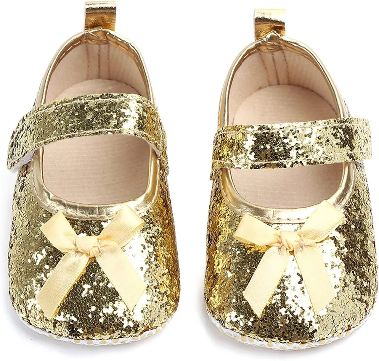 Baby Girls Soft Soles Slip-Resistant Crib Shoes Toddler Shoes Walkers Shoes Princess Shoes for Infant 0-15Months (Yellow-02#, 6-9Months)