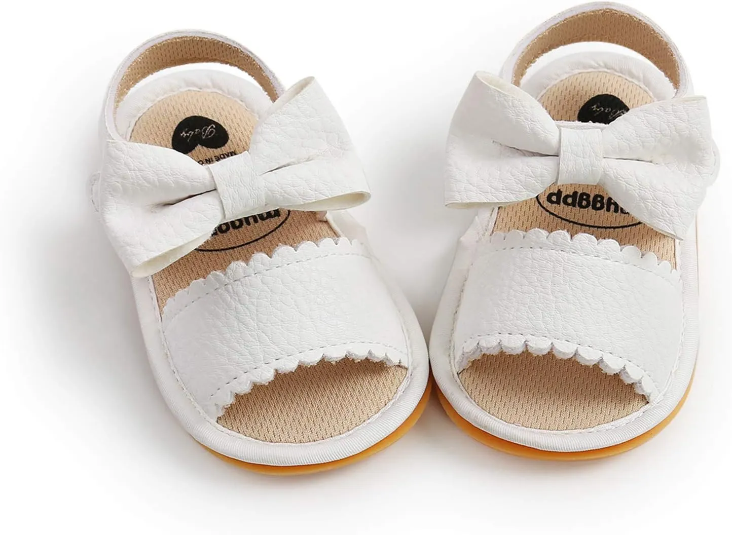 Baby Girls Summer Sole Walking Sandals Soft Shoes Flat Non-Slip Bow Boys Rubber Baby Girls Sandals (White, 13-18m)