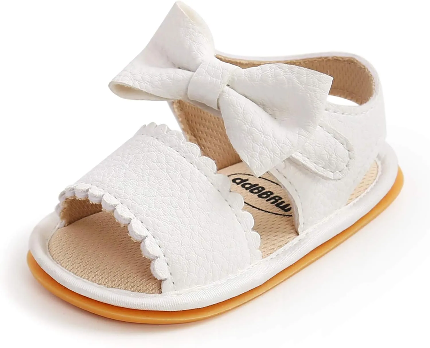 Baby Girls Summer Sole Walking Sandals Soft Shoes Flat Non-Slip Bow Boys Rubber Baby Girls Sandals (White, 13-18m)