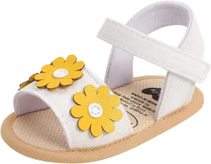 Baby Infant Boy Girl Sandals Shoes First Walkers Prewalkers Soft Anti-Slip Sole Flat Shoes Casual (White, 6 Toddler)