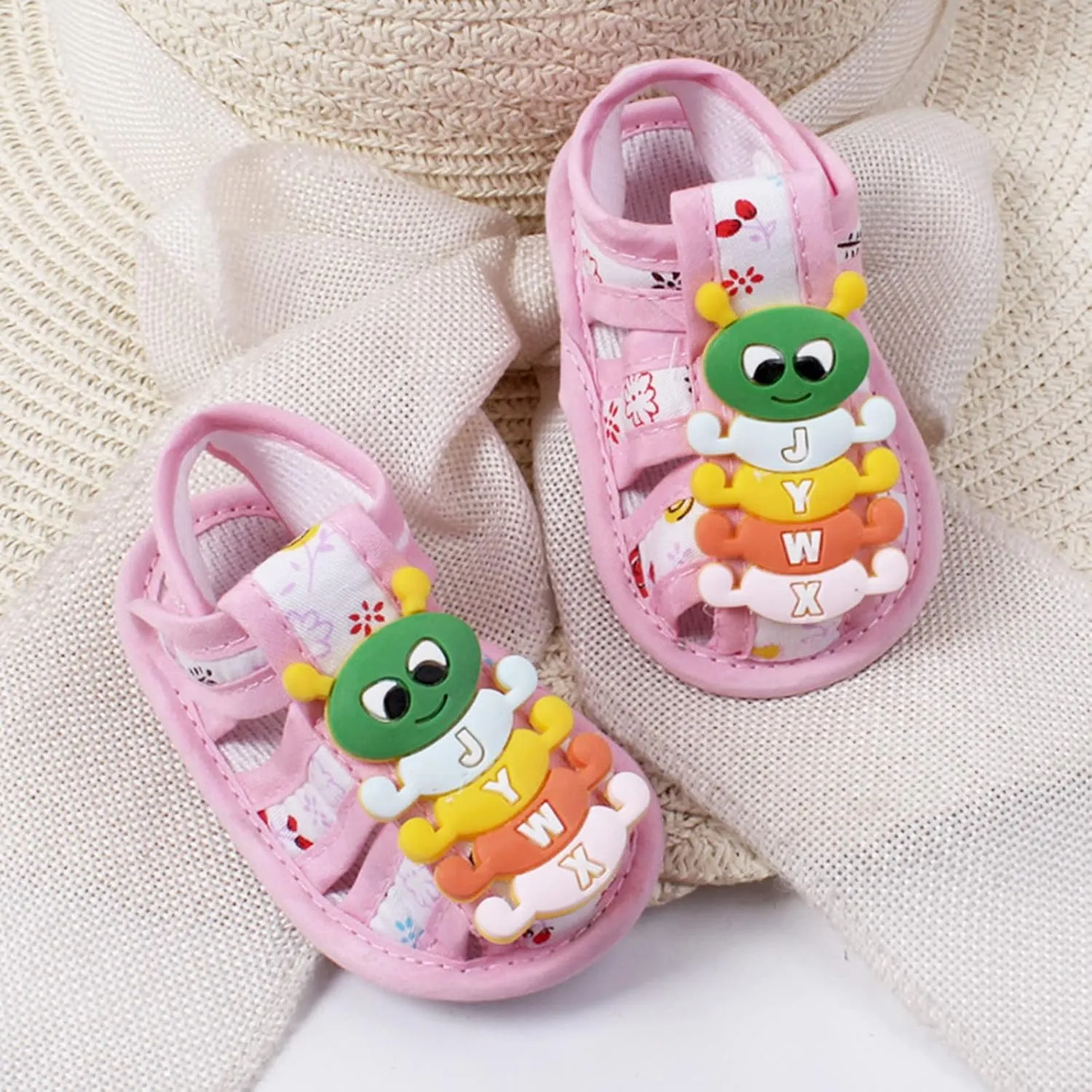 Baby Infant Shoes Boy Girl Sandals First Walking Shoes Cartoon Soft Sole Flat Shoes Casual Summer (Pink, 5 Infant)