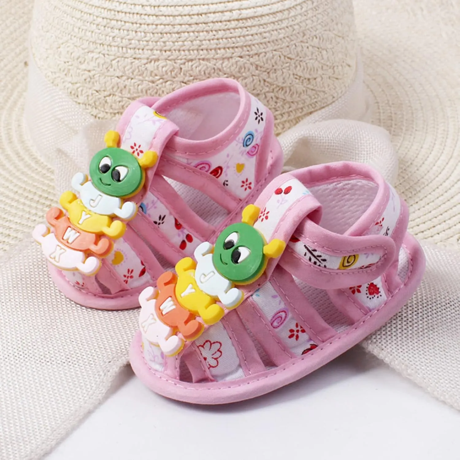 Baby Infant Shoes Boy Girl Sandals First Walking Shoes Cartoon Soft Sole Flat Shoes Casual Summer (Pink, 5 Infant)