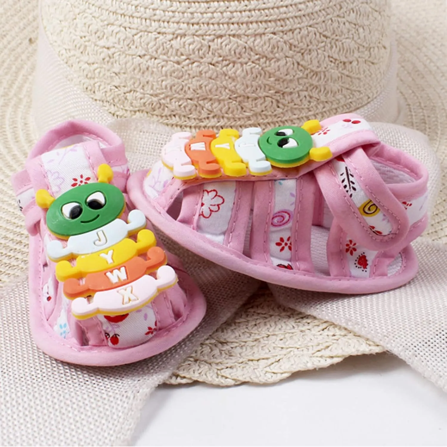Baby Infant Shoes Boy Girl Sandals First Walking Shoes Cartoon Soft Sole Flat Shoes Casual Summer (Pink, 5 Infant)