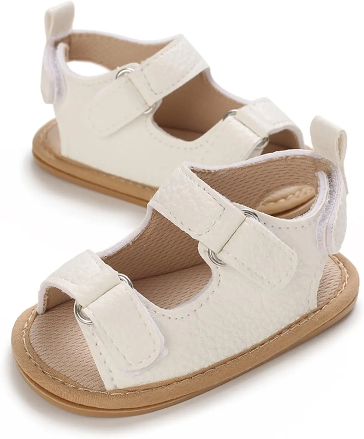 Baby Infant Shoes Boy Girl Sandals Prewalkers Soft Anti-Slip Sole Flat Shoes Comfortable Summer Beach (White, 5 Infant)