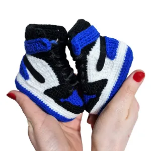Baby Jordan-inspired Boys Girls Personalized Handmade Booties Sneakers-Style Newborn Socks- Crochet Knitted, Breathable & Non-Slip Infant Fuzzy Warm Winter First Walking Toddlers Shoes