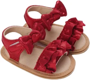 Baby Sandals Baby Toddler Infant Girls PU Leather Soft Open Toe Summer Sandals Flower Flat Shoes For Closed Toe Sandals