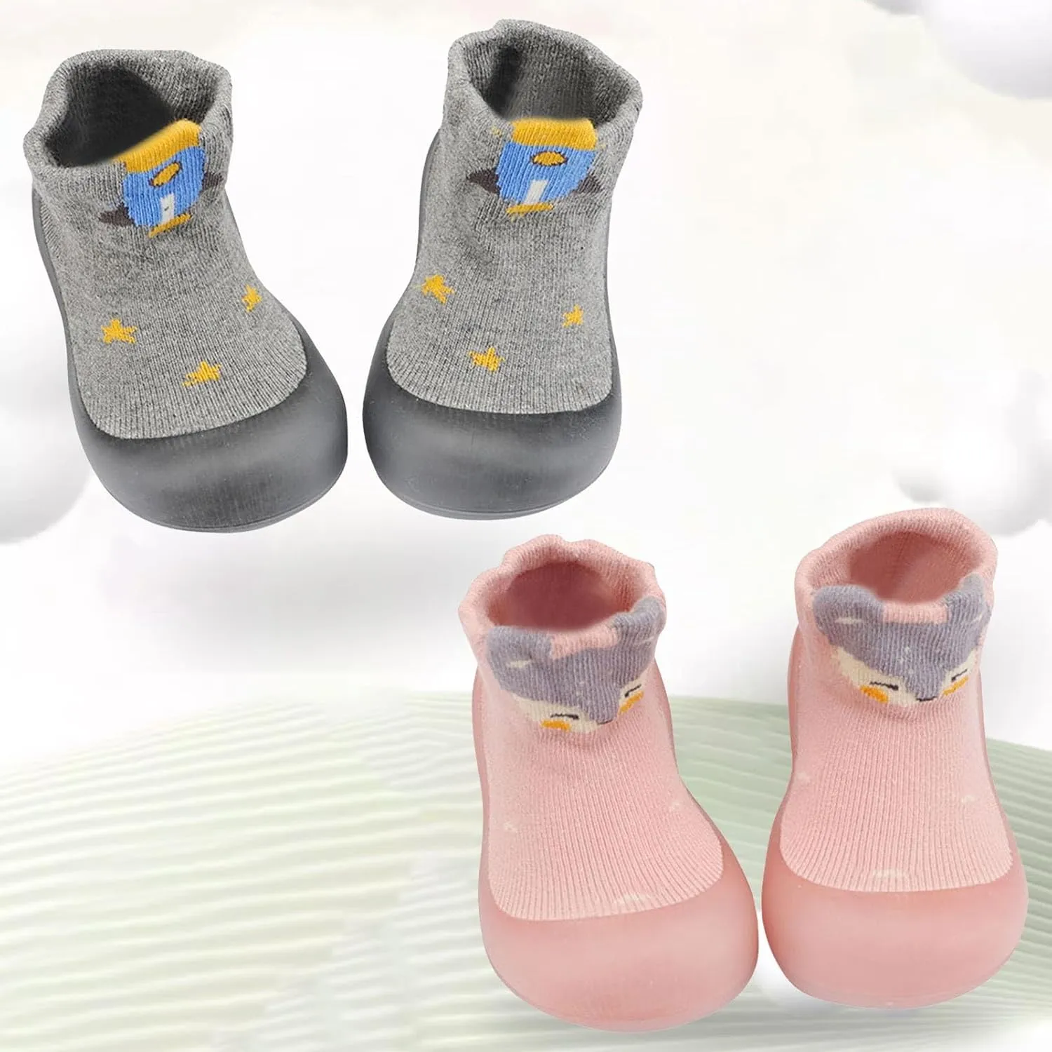 Baby Shoes Boys Girls Sock Shoe Elastic Infant First Cartoon Cats Soft Sole Rubber Toddler Boys & Kids