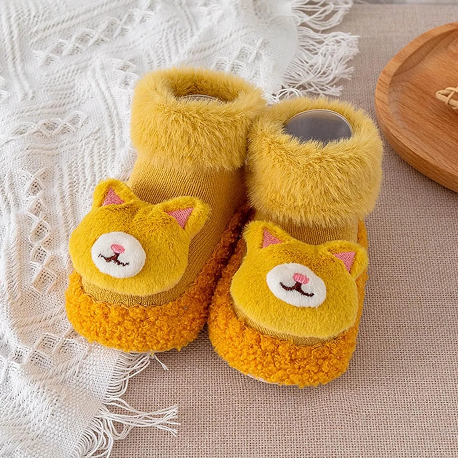 Baby Shoes Infant Socks Shoes Kids Toddler Cute Animal Fuzzy Bunny First Walking Slipper Sneakers Winter Warm Shoes