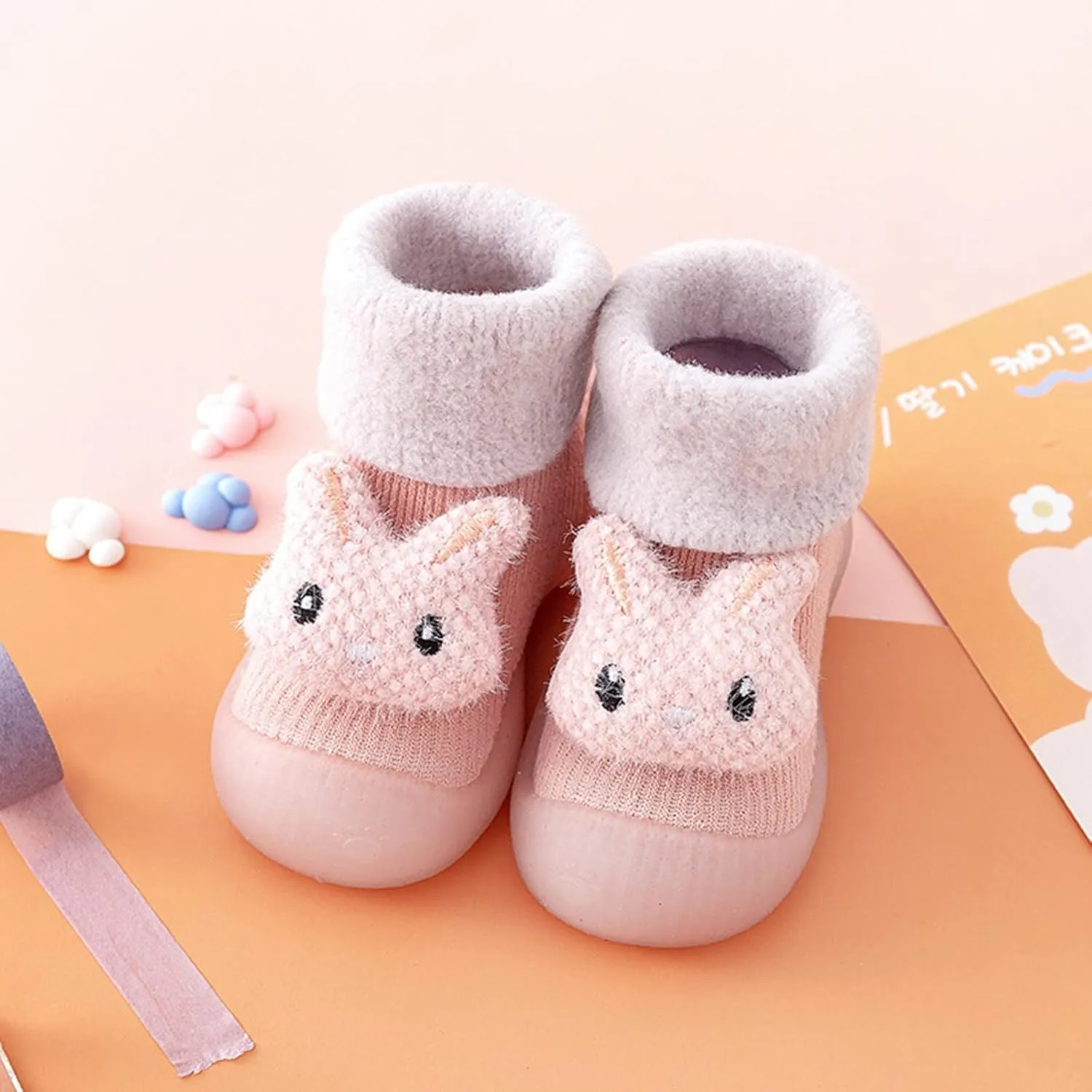 Baby Shoes Warm Winter Cartoon Baby Shoes Baby Soft Sole Shoes Babies First Shoes for Walking (Pink, 1.5-2 Years)