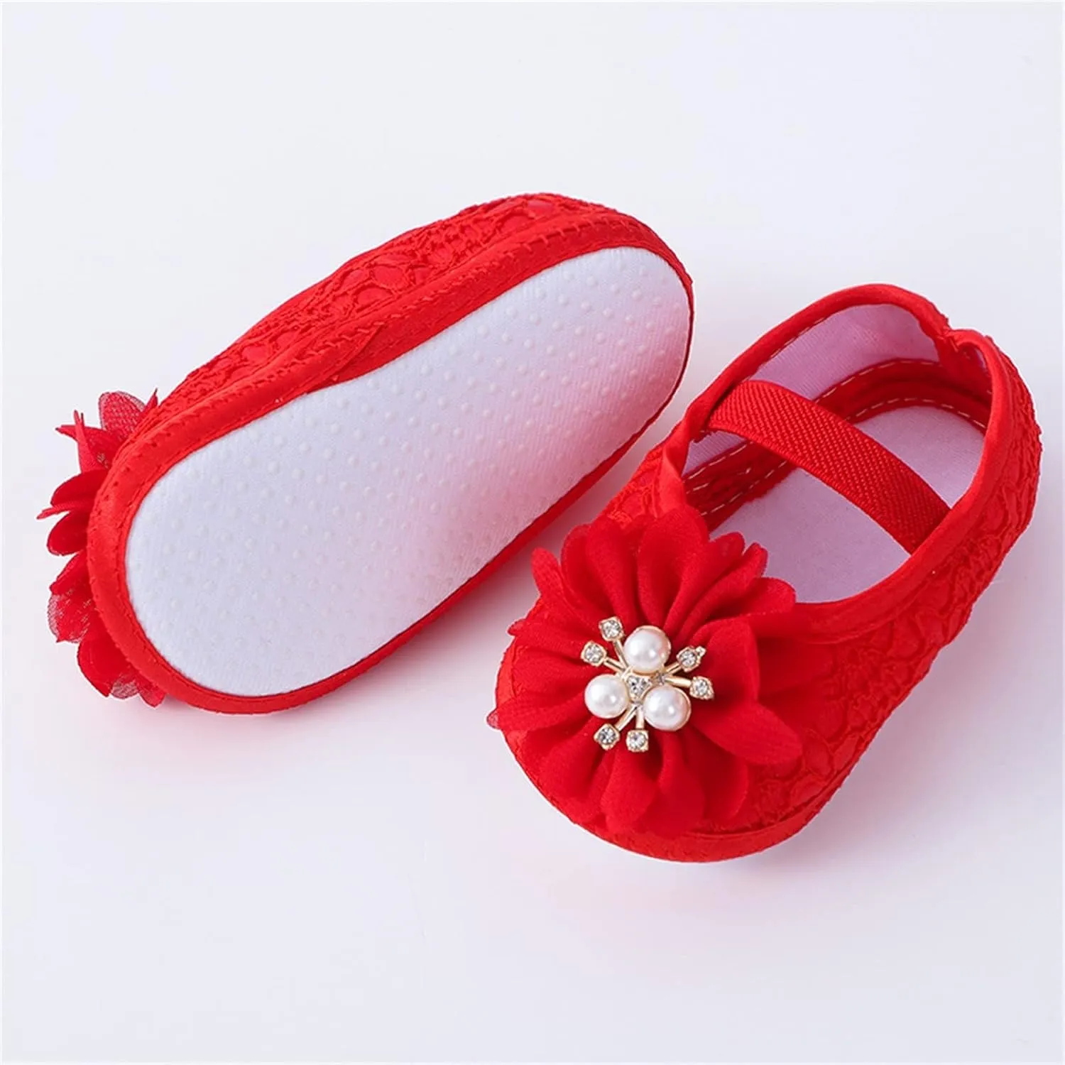 Baby Shoes with Hair Band Fashion Soft Soled Toddler Shoes Versatile Dress Flower Princess Shoes Soft Soles Shoes
