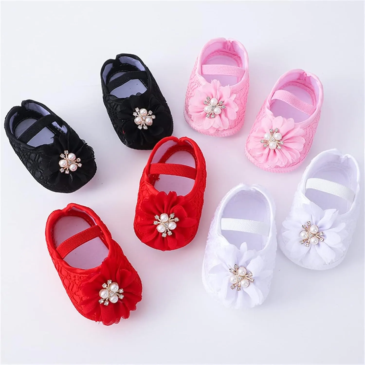 Baby Shoes with Hair Band Fashion Soft Soled Toddler Shoes Versatile Dress Flower Princess Shoes Soft Soles Shoes