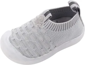 Baby Single Shoes Girls Leisure Shoes Mesh Shoes Breathable Soft Sole Sport Shoes Socks Outdoor Shoes (Grey, 20)