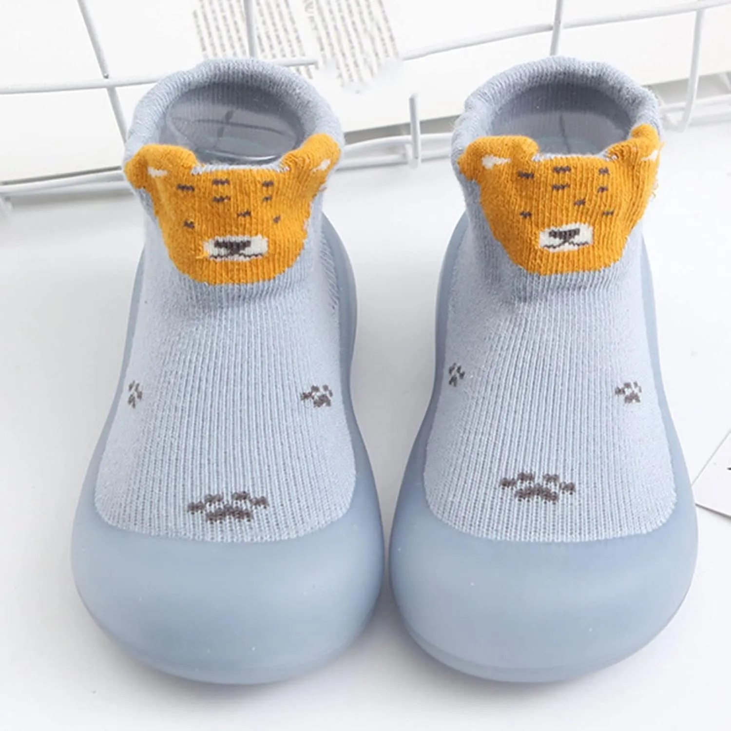 Baby Sock Shoes Boys Girls First Walking Shoes Non Slip Cartoon Soft Rubber Sole Floor Slipper Infant Toddler Sneakers