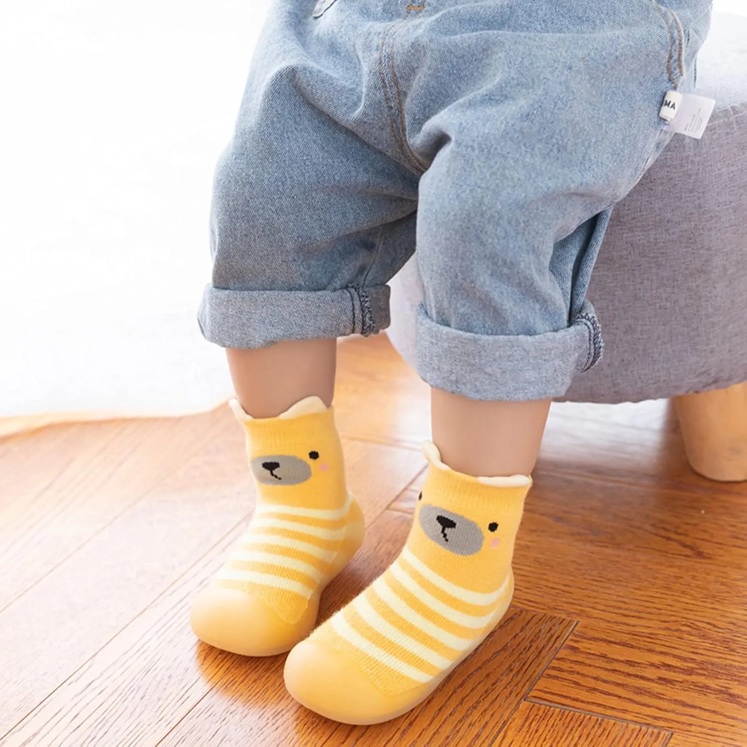 Baby Sock Shoes Kids Toddler Baby Boys Girls Solid Warm Knit Soft Sole Rubber Shoes Slipper Stocking First Walking Shoes