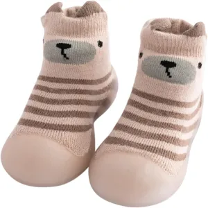 Baby Sock Shoes Kids Toddler Baby Boys Girls Solid Warm Knit Soft Sole Rubber Shoes Slipper Stocking First Walking Shoes